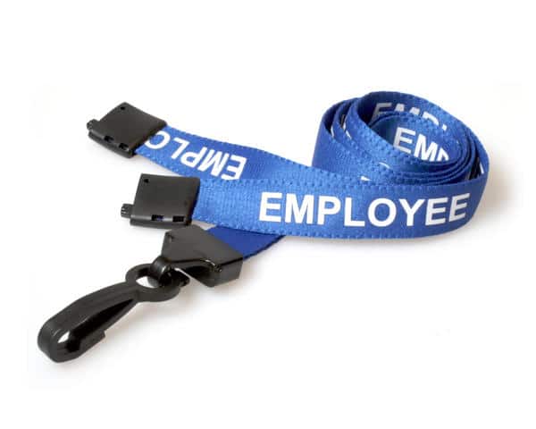Breakaway Lanyard - EMPLOYEE Printed - 15mm Width - Blue - J Clip