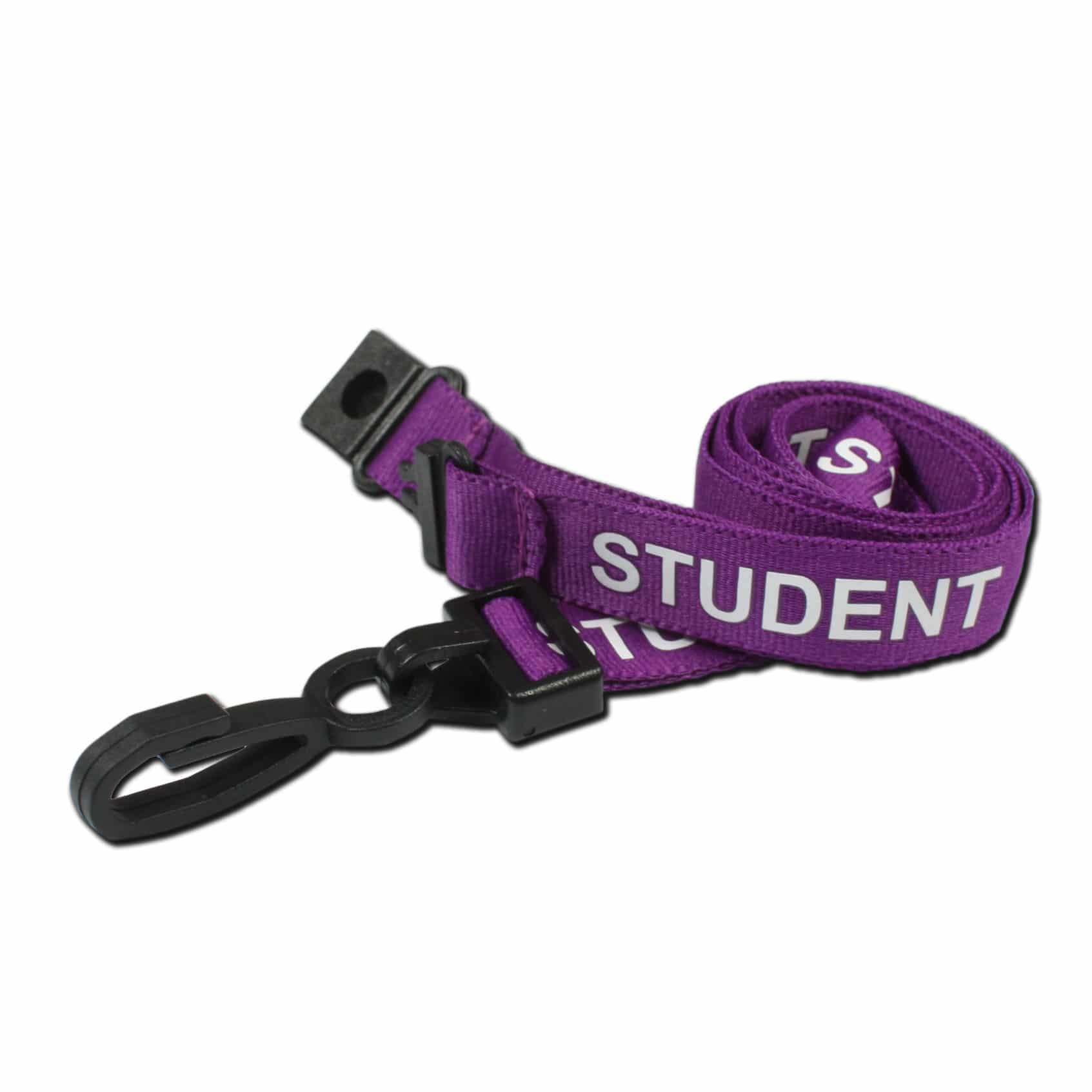 Breakaway Lanyard - STUDENT Printed - 15mm Width - Purple - Plastic Clip