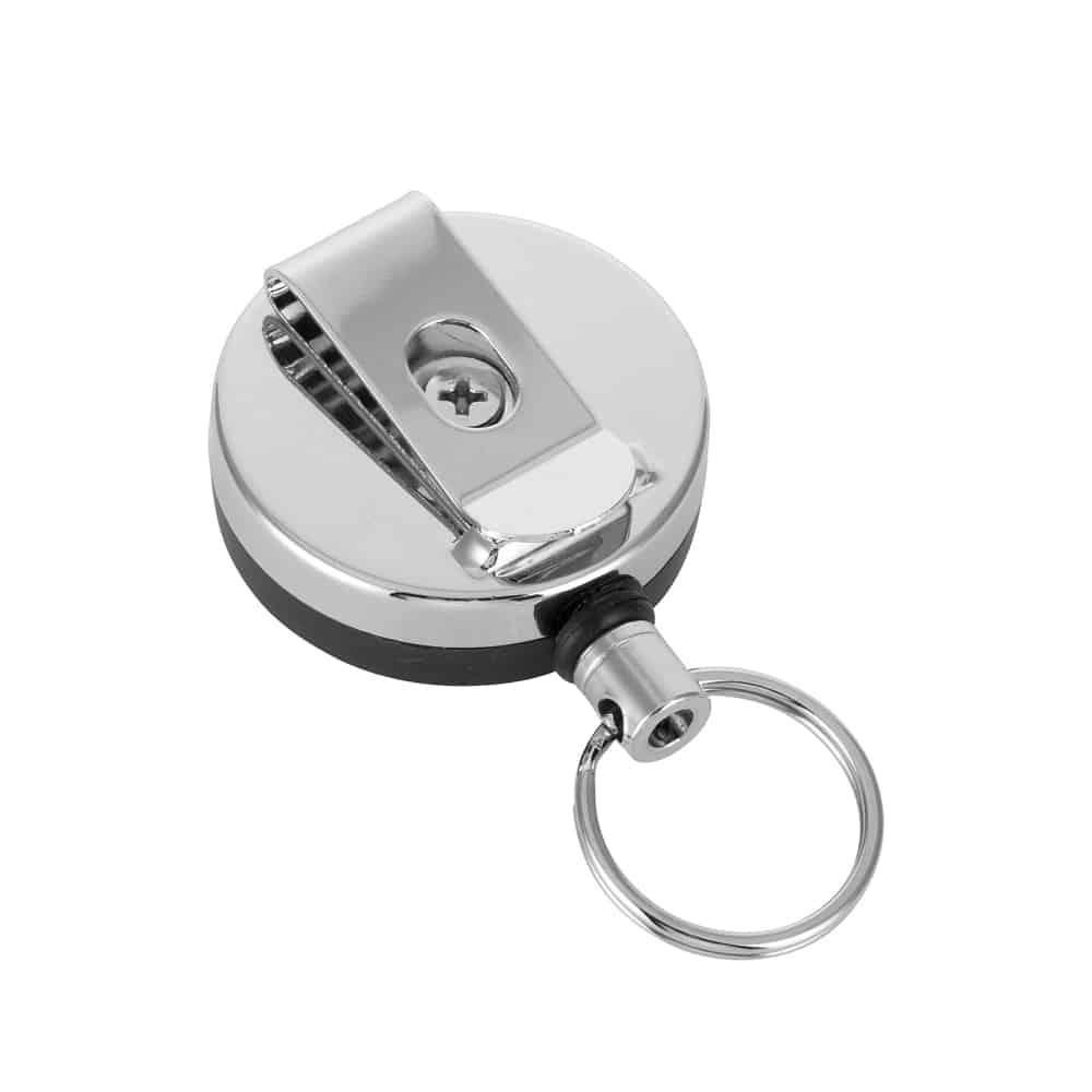 Custom Printed Compact Heavy Duty Retractable Key Chain Red