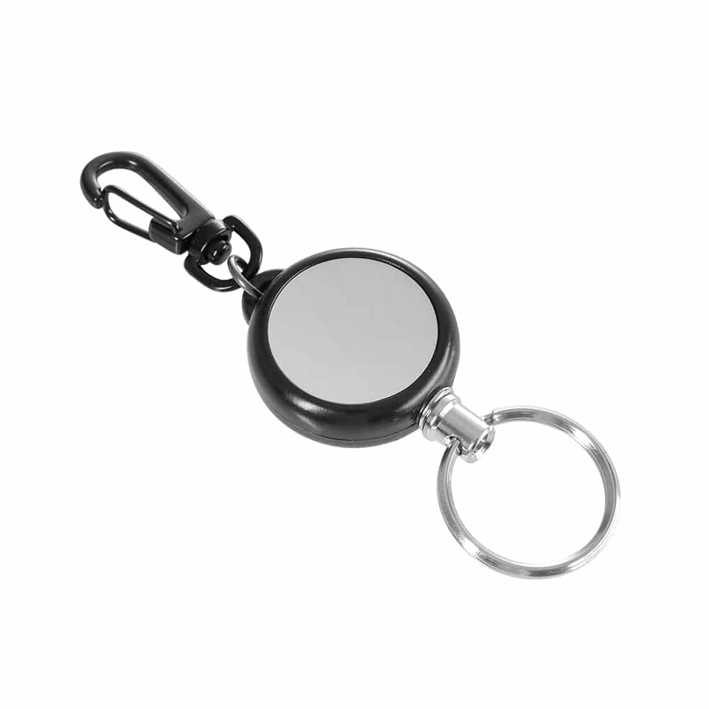 Heavy Duty Lanyard Keyring VEGCOO 4 Pack Retractable Keyring Multipurpose Metal Carabiner Keychain with 60cm Steel Wire Rope Extendable Keychain with Belt Clip Badge Reels Clips for ID Card Holder 